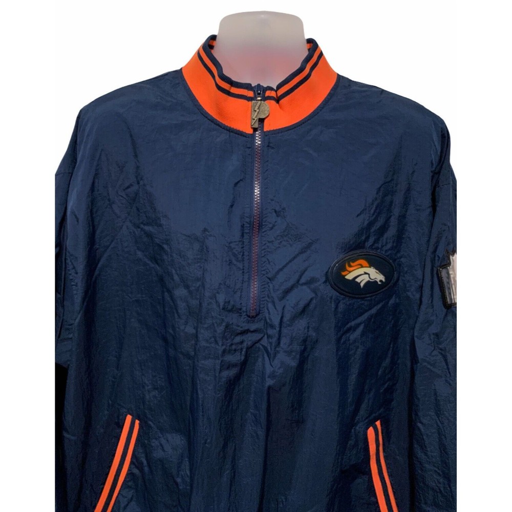 Vintage PRO PLAYER‎ NFL BRONCOS 1/2 Zip Pullover Windbreaker Jacket XL X-Large